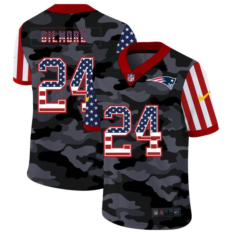Men New England Patriots #24 Gilmore 2020 Nike USA Camo Salute to Service Limited NFL Jerseys
